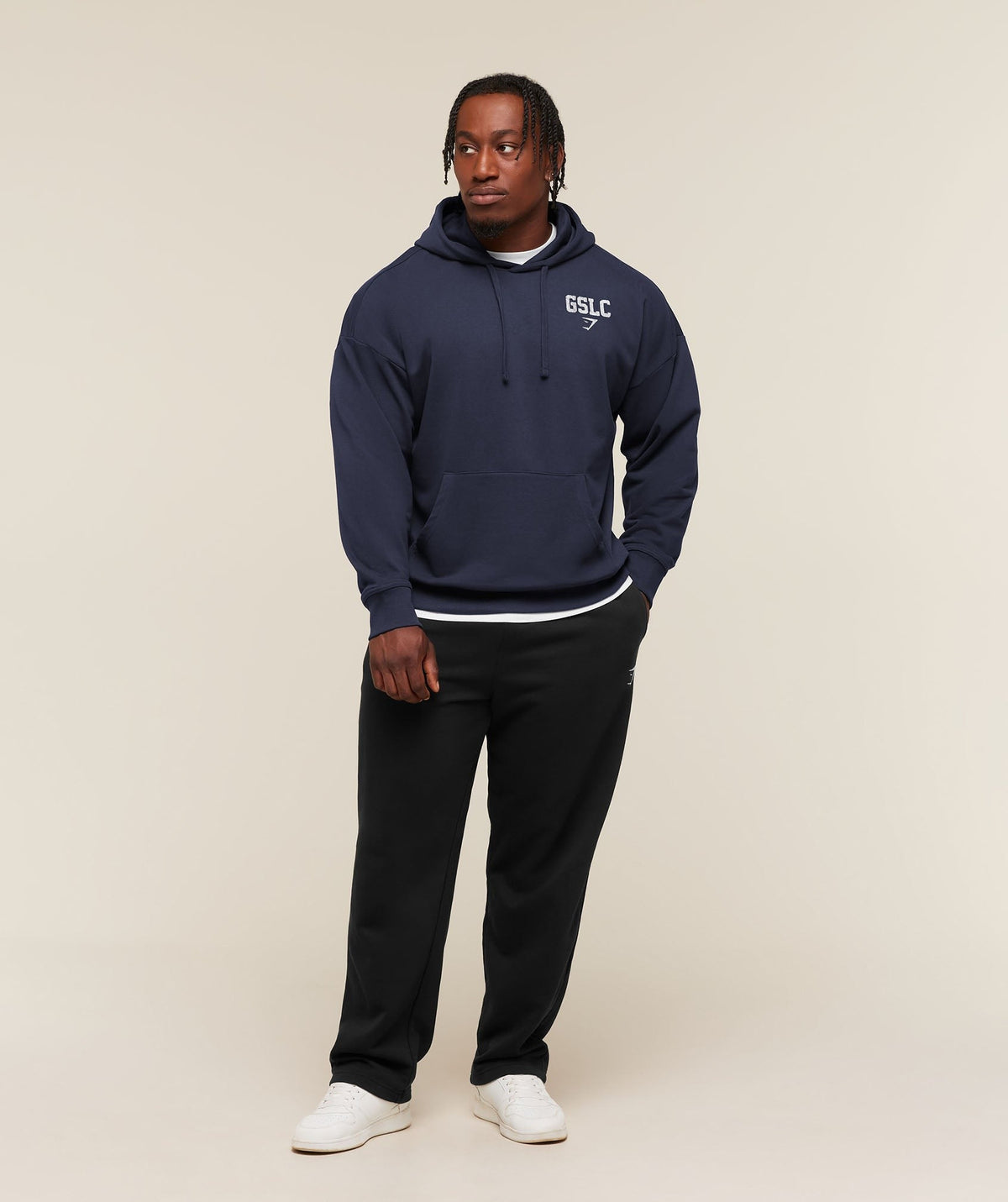 Gymshark Faded Collegiate Graphic Hoodie - Heavy Blue