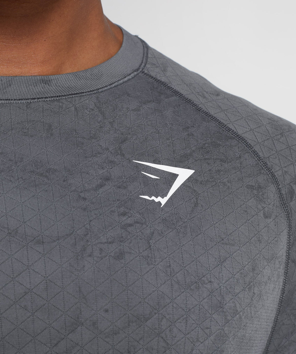 Gymshark Geo Seamless Long Sleeve Tee - Charcoal Grey/Black