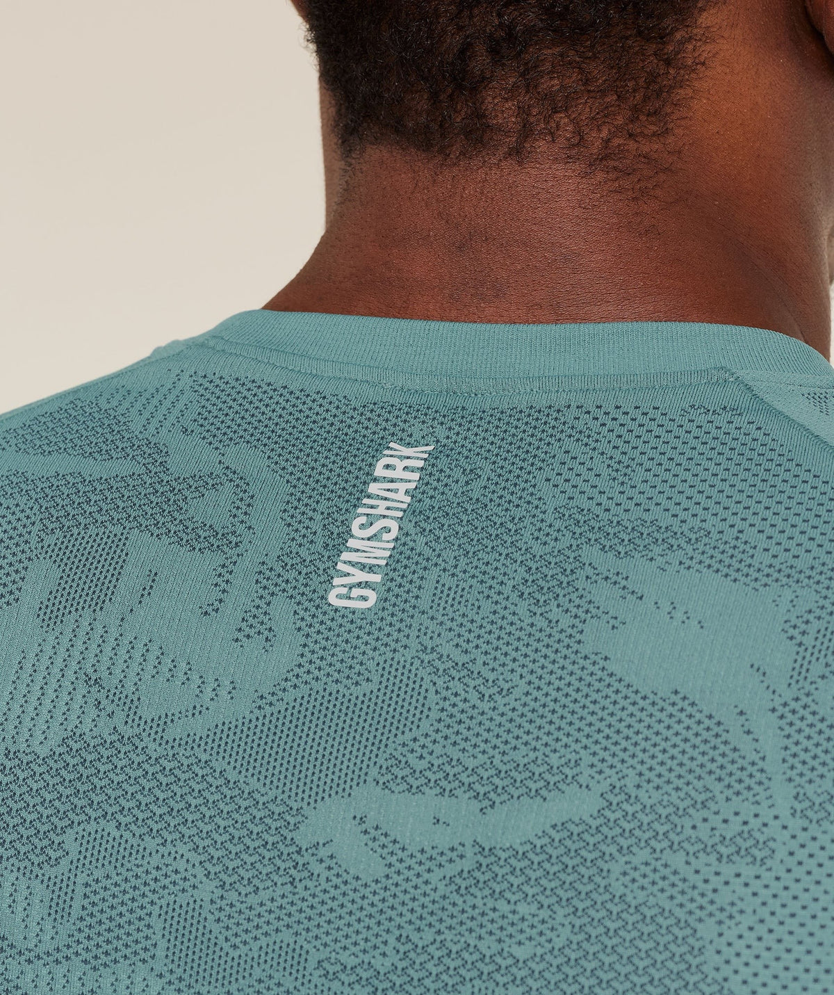 Gymshark Geo Seamless Tee - Storm Blue/Stealth Blue