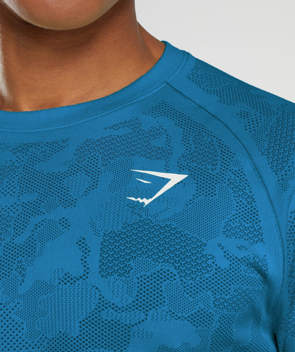 Gymshark Geo Seamless Long Sleeve Tee - Atlantic Blue/Shark Blue