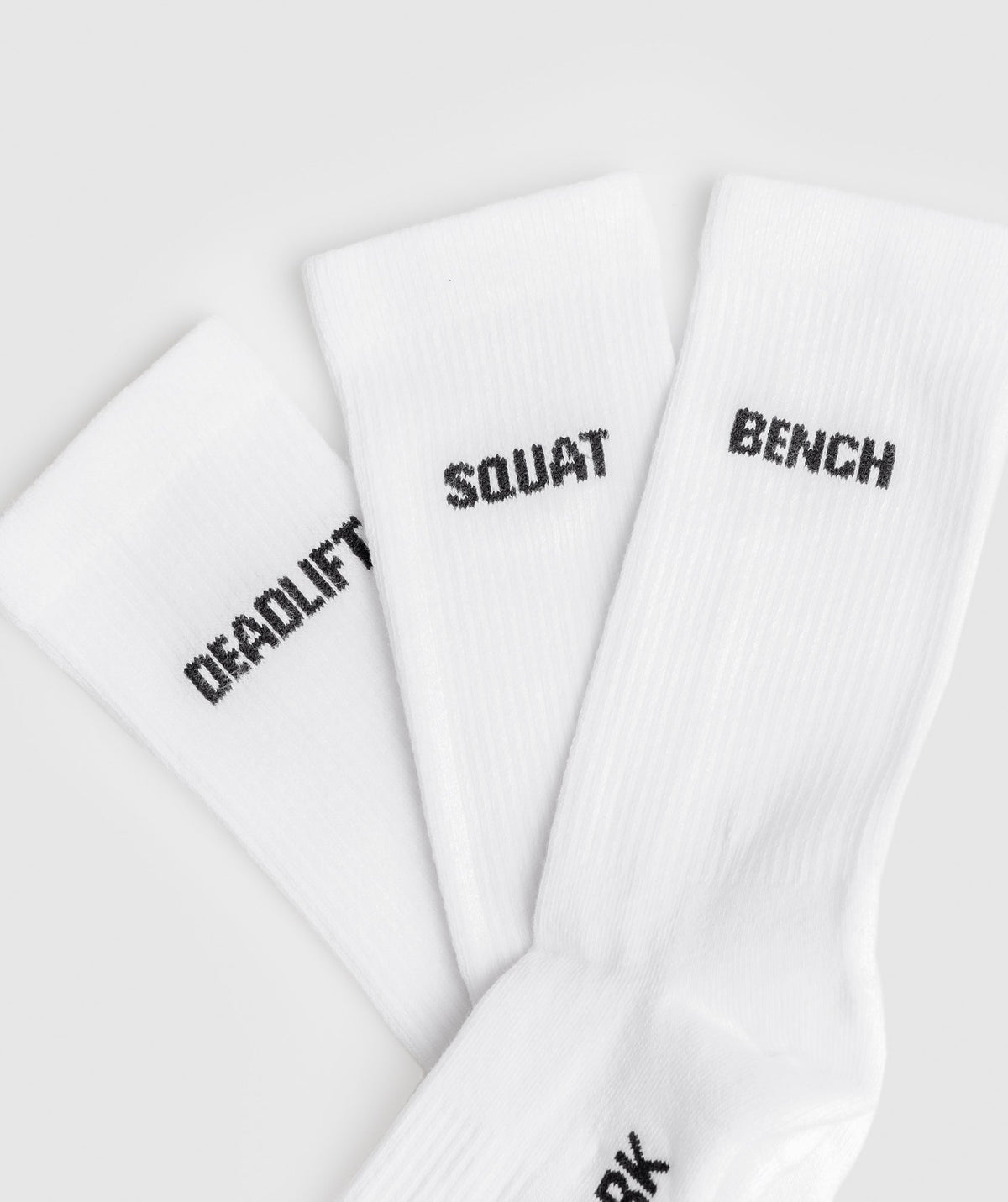 Gymshark GFX Crew Socks 3pk - White/Bench/Squat/Deadlift