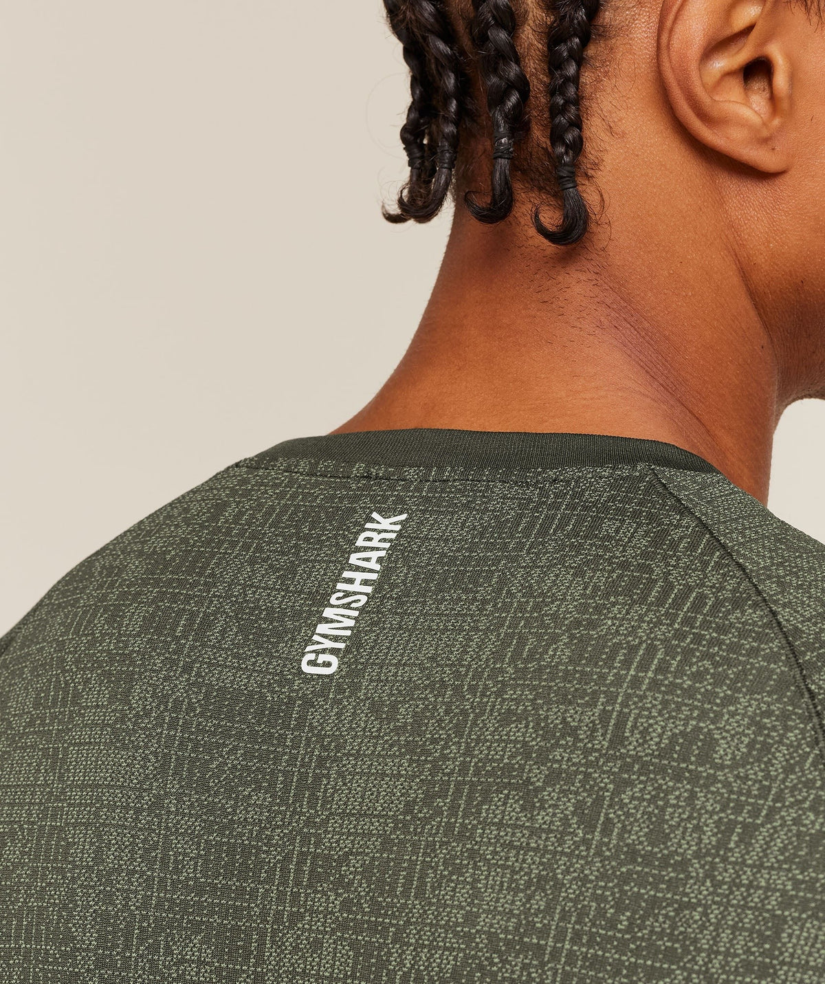 Gymshark Geo Seamless Grid Tee - Strength Green/Haze Green