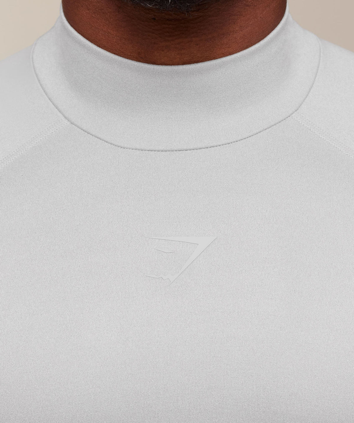 Gymshark Element Baselayer Long Sleeve Mock Neck - White/Metal Grey Marl