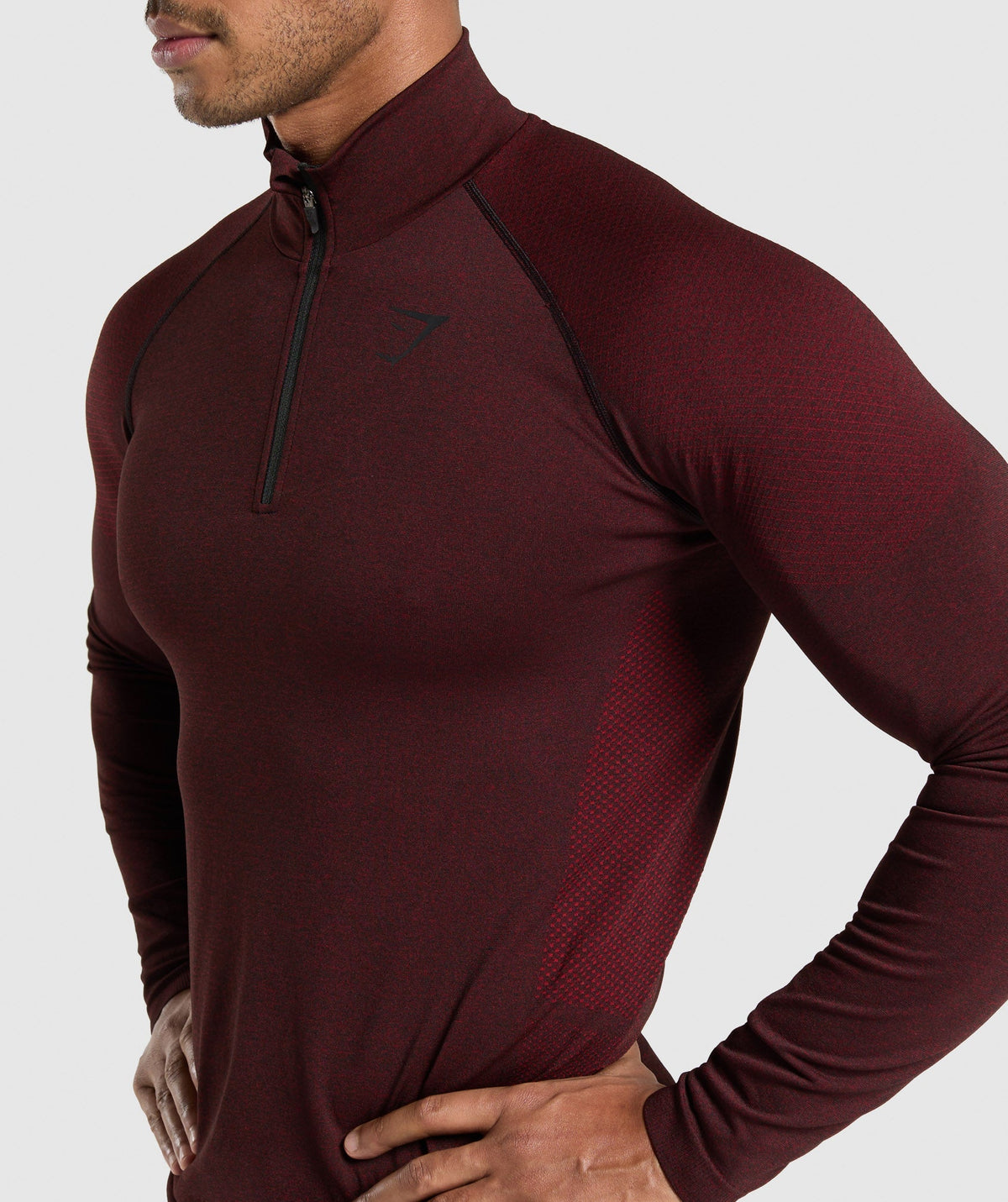 Gymshark Vital Seamless 1/4 Zip - Black/Sets Red