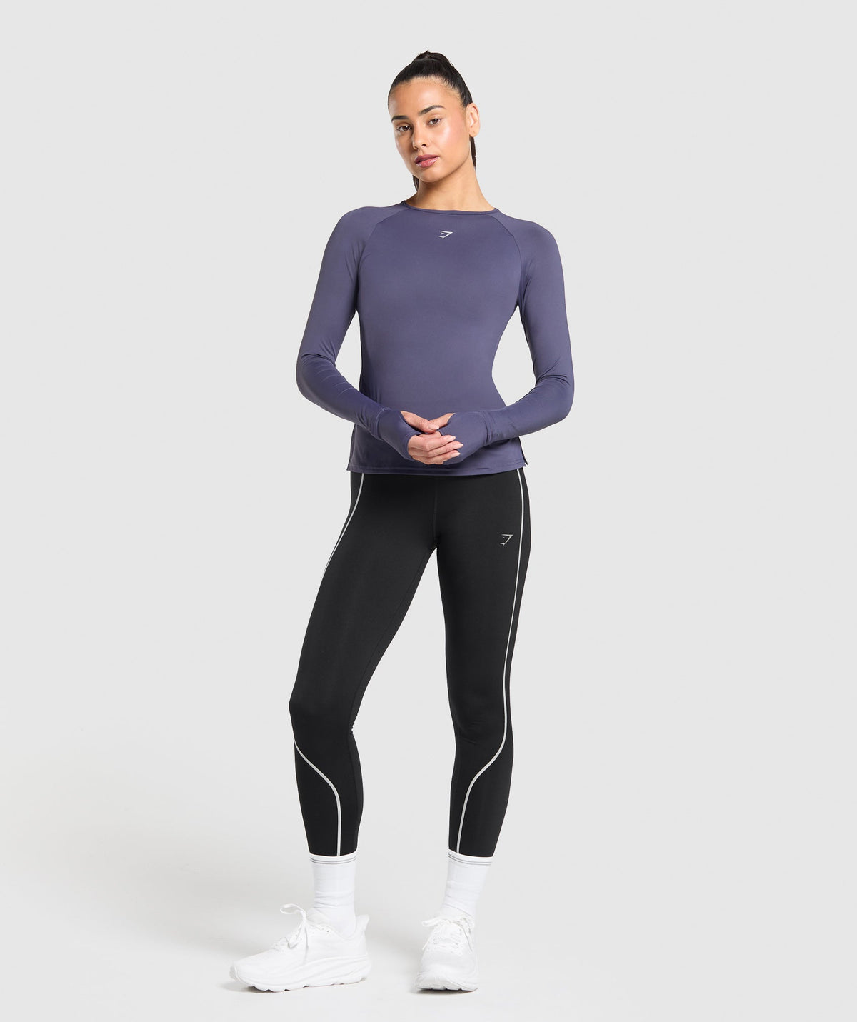 Gymshark Running Back Vent Long Sleeve Top - Weighted Purple