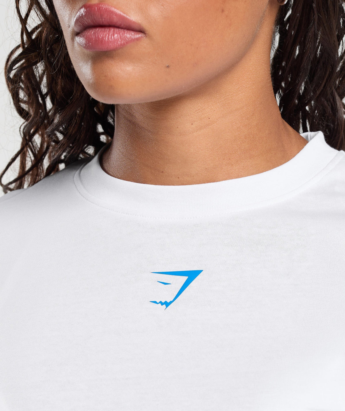 Gymshark Power Oversized Tee - White/Barbell Blue