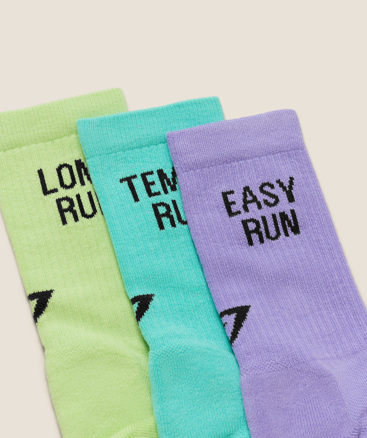 Gymshark Running Graphic Performance Crew Sock 3pk - Pace Green/Pace Purple/Interval Blue