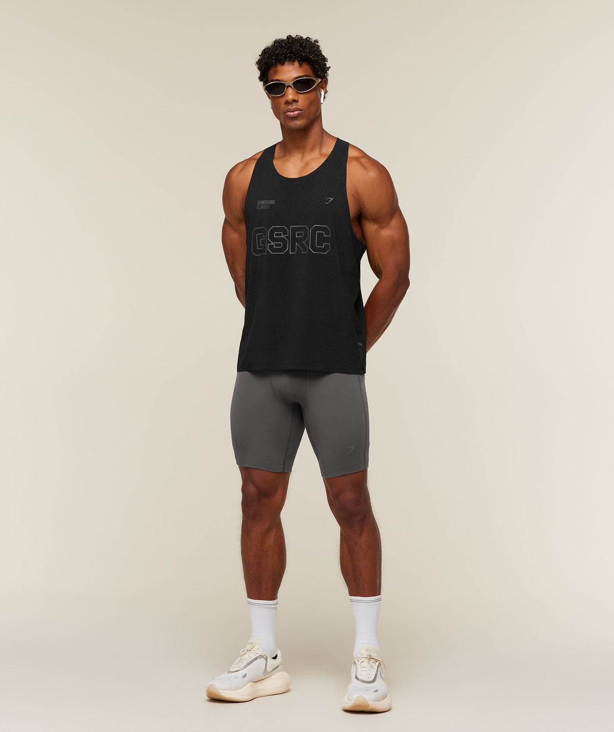 Gymshark Running Elite 7 Pocket Half Tights - Onyx Grey