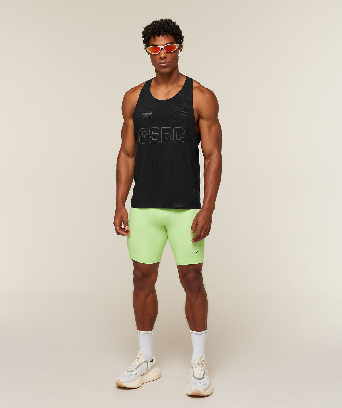 Gymshark Running Elite 7 Pocket Half Tights - Pace Green