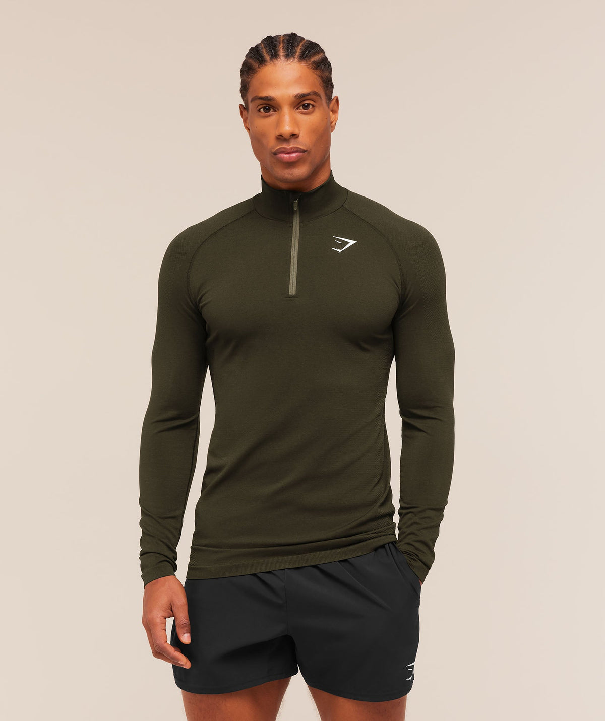 Gymshark Vital Seamless 1/4 Zip - Strength Green/Canvas Green