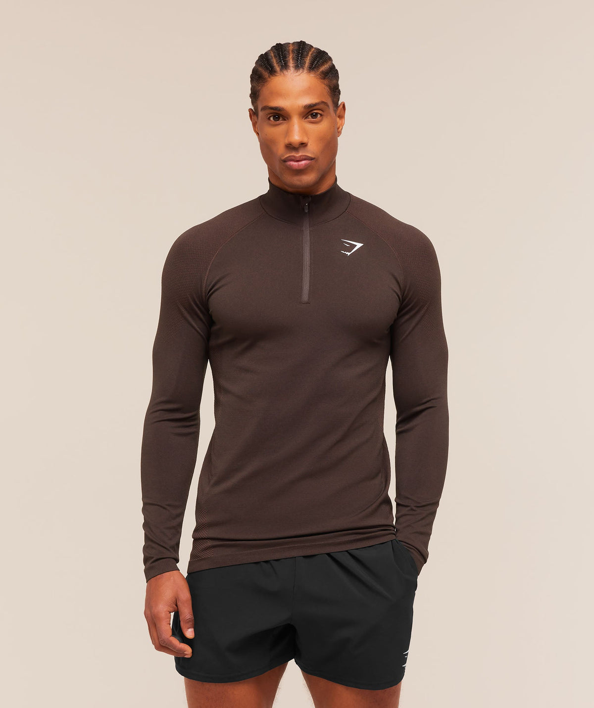 Gymshark Vital Seamless 1/4 Zip - Walnut Brown/Espresso Brown