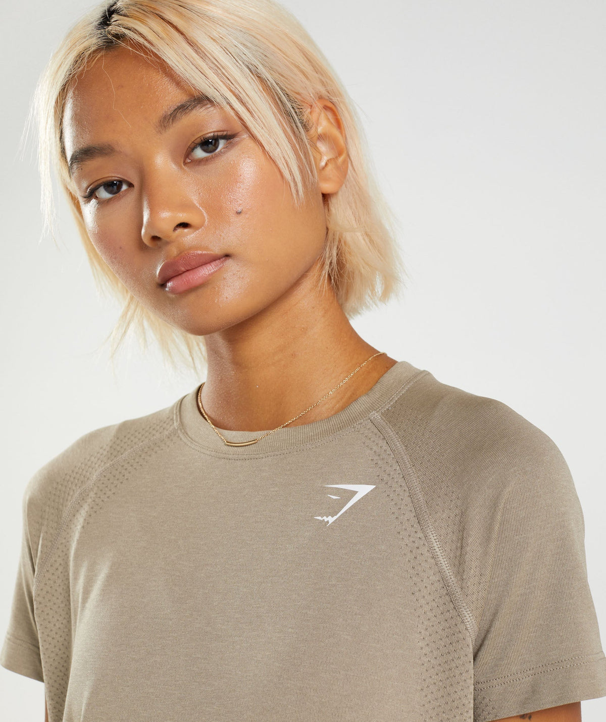 Gymshark Vital Seamless 2.0 Light Tee - Vanilla Brown Marl
