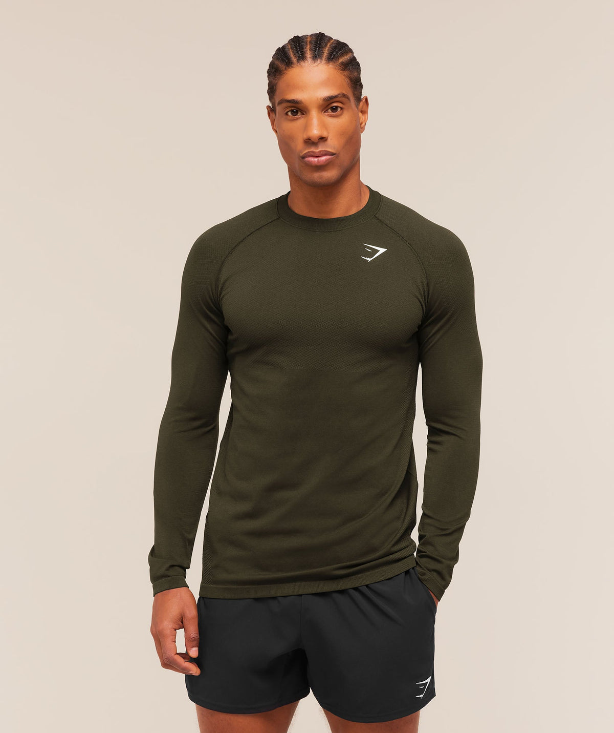 Gymshark Vital Seamless Long Sleeve Tee - Strength Green/Canvas Green