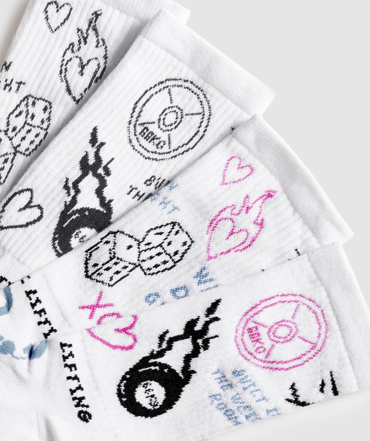 Gymshark Character Combi Crew 2pk - White/Black/Winning Pink/Classic Blue
