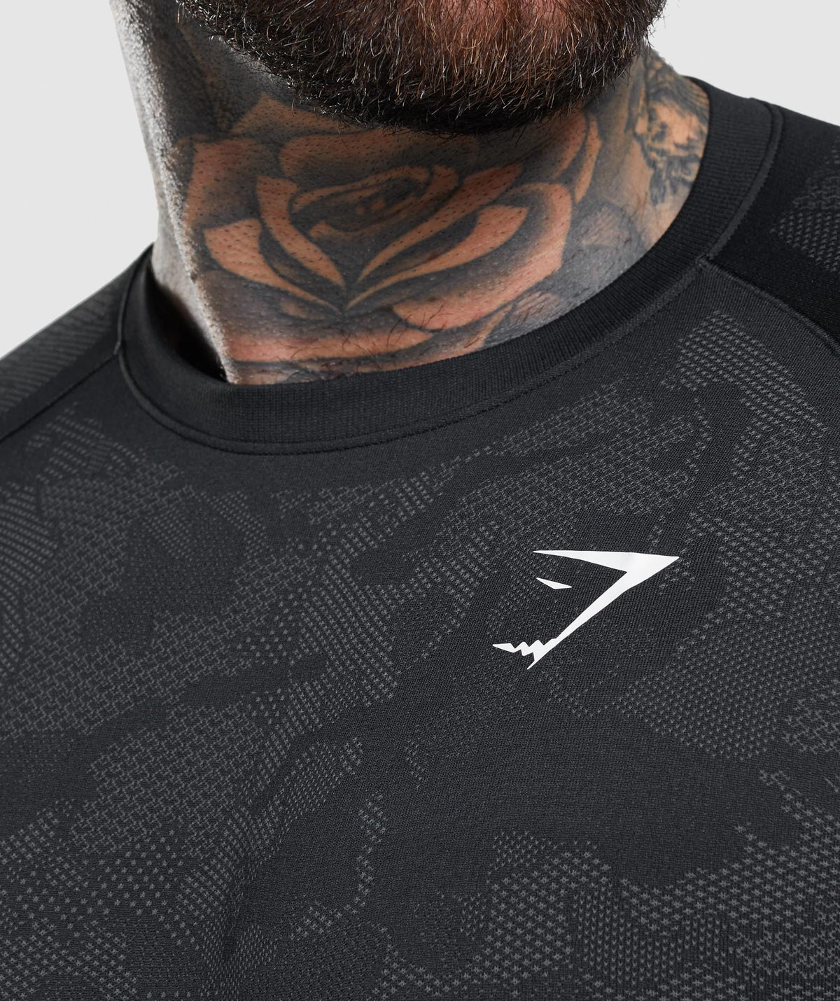 Gymshark Geo Seamless Long Sleeve Tee - Black/Charcoal Grey