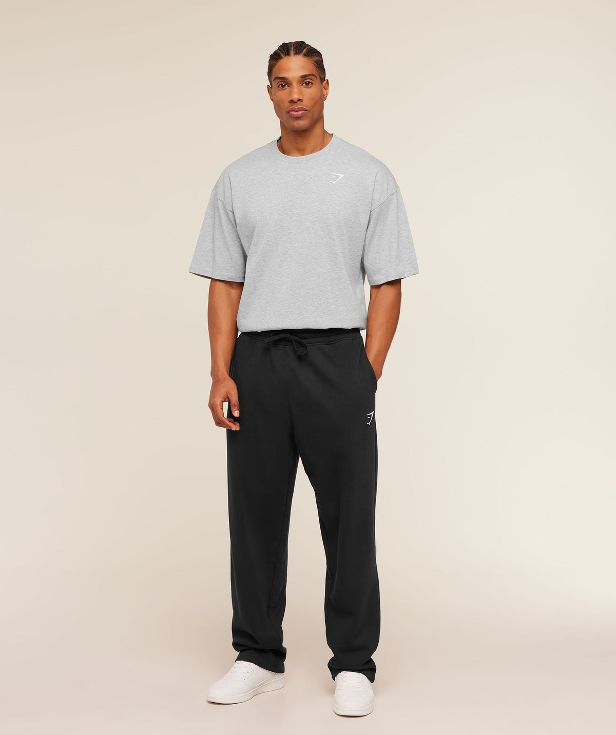 Gymshark Crest Oversized Tee - Light Grey Core Marl