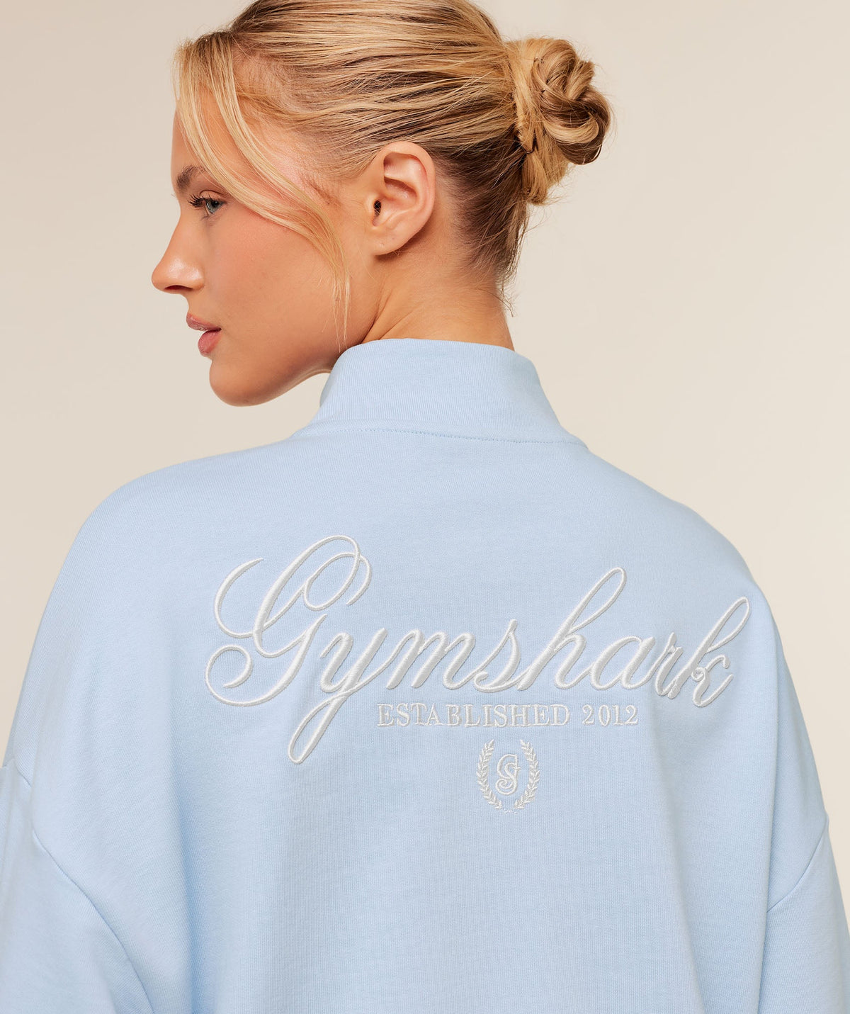 Gymshark Script Embroidery Oversized Zip Through - Chilled Blue