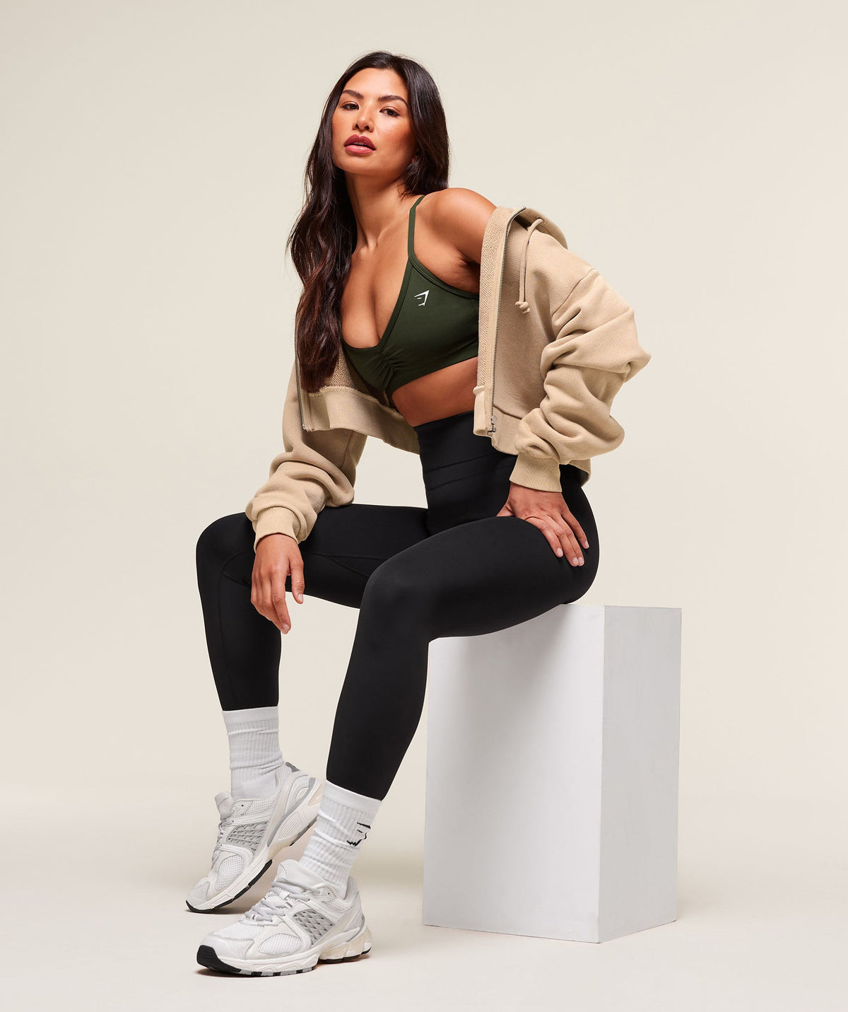 Gymshark Ruched Strappy Sports Bra - Green