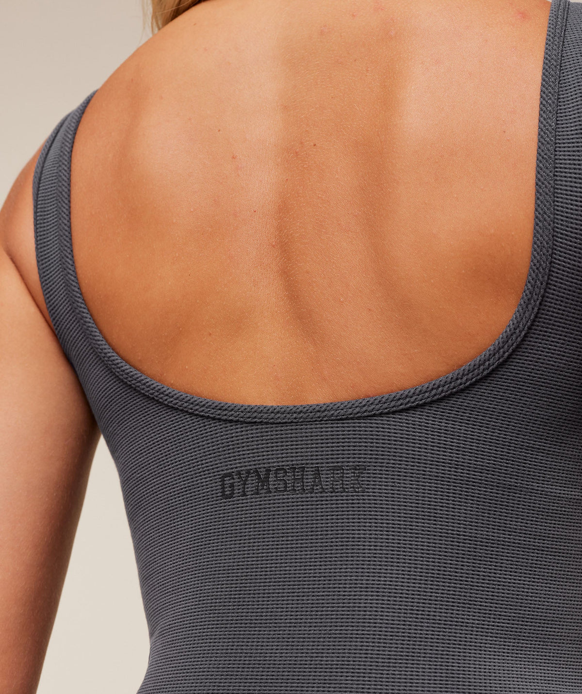 Gymshark Waffle Cropped Tank - Onyx Grey