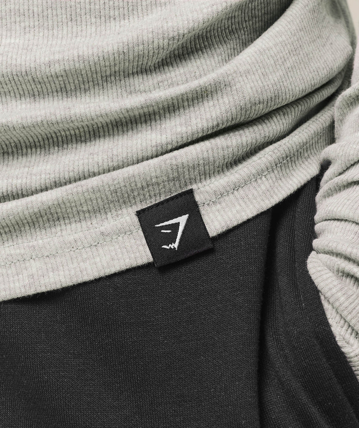 Gymshark Ribbed Long Sleeve Tee - Stone Grey Marl