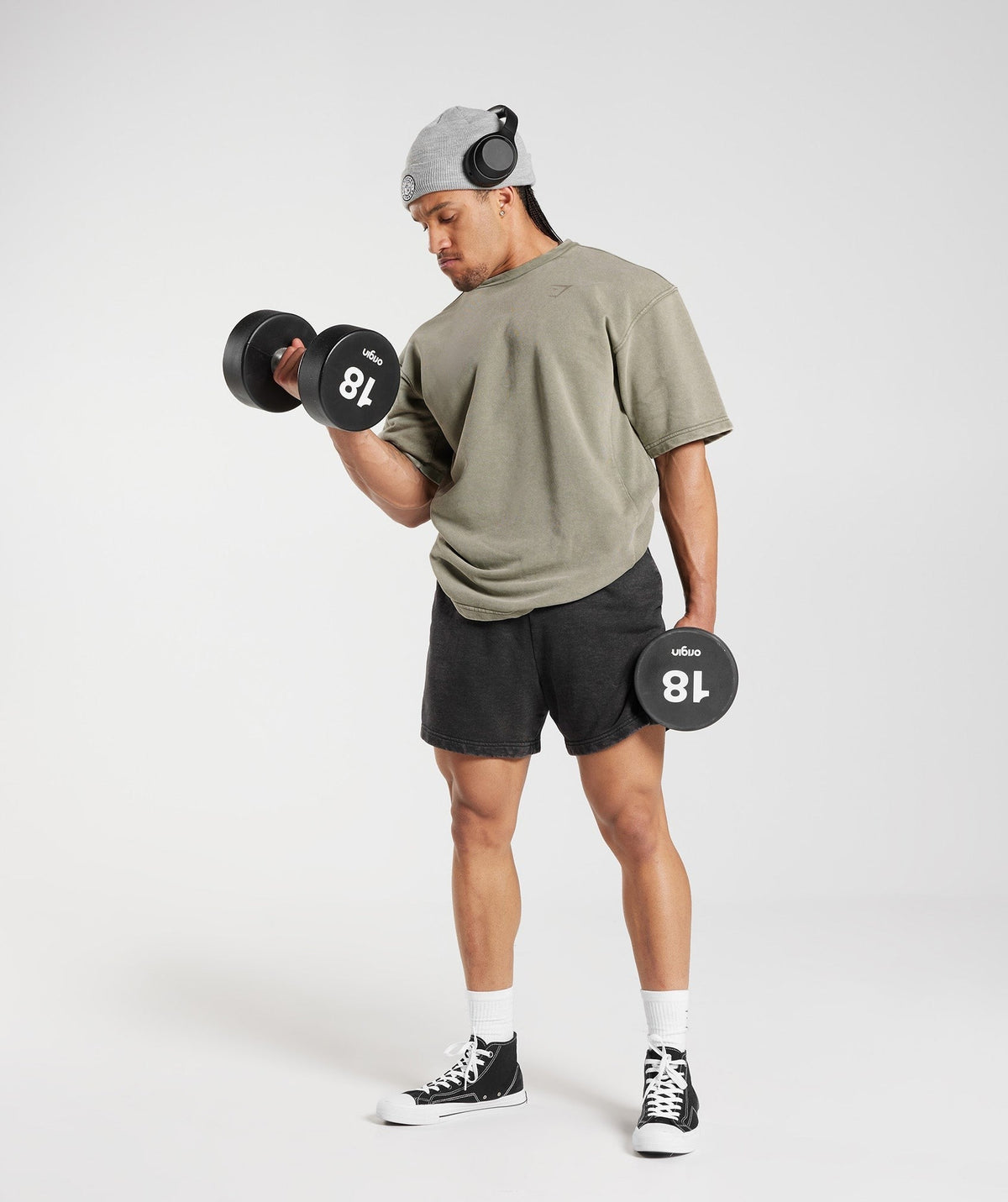 Gymshark Power Washed Short Sleeve Crew - Ecru Brown