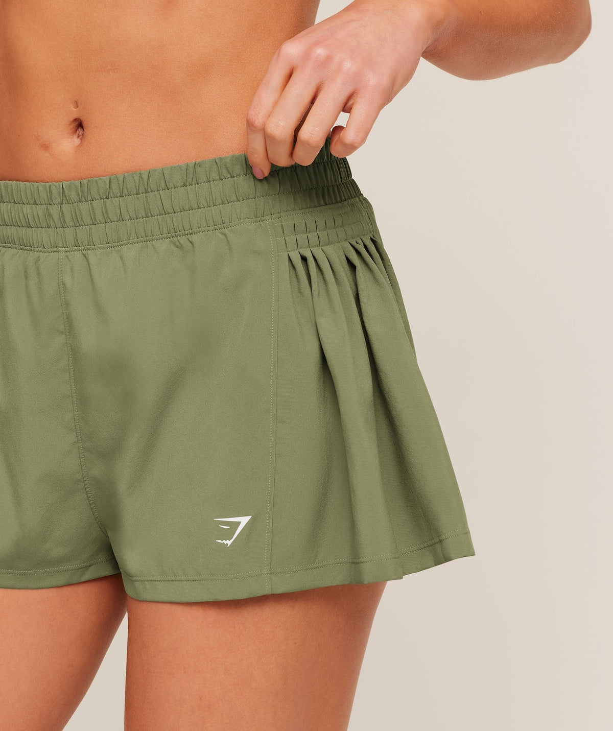Gymshark Flutter Woven Shorts - Grounded Green
