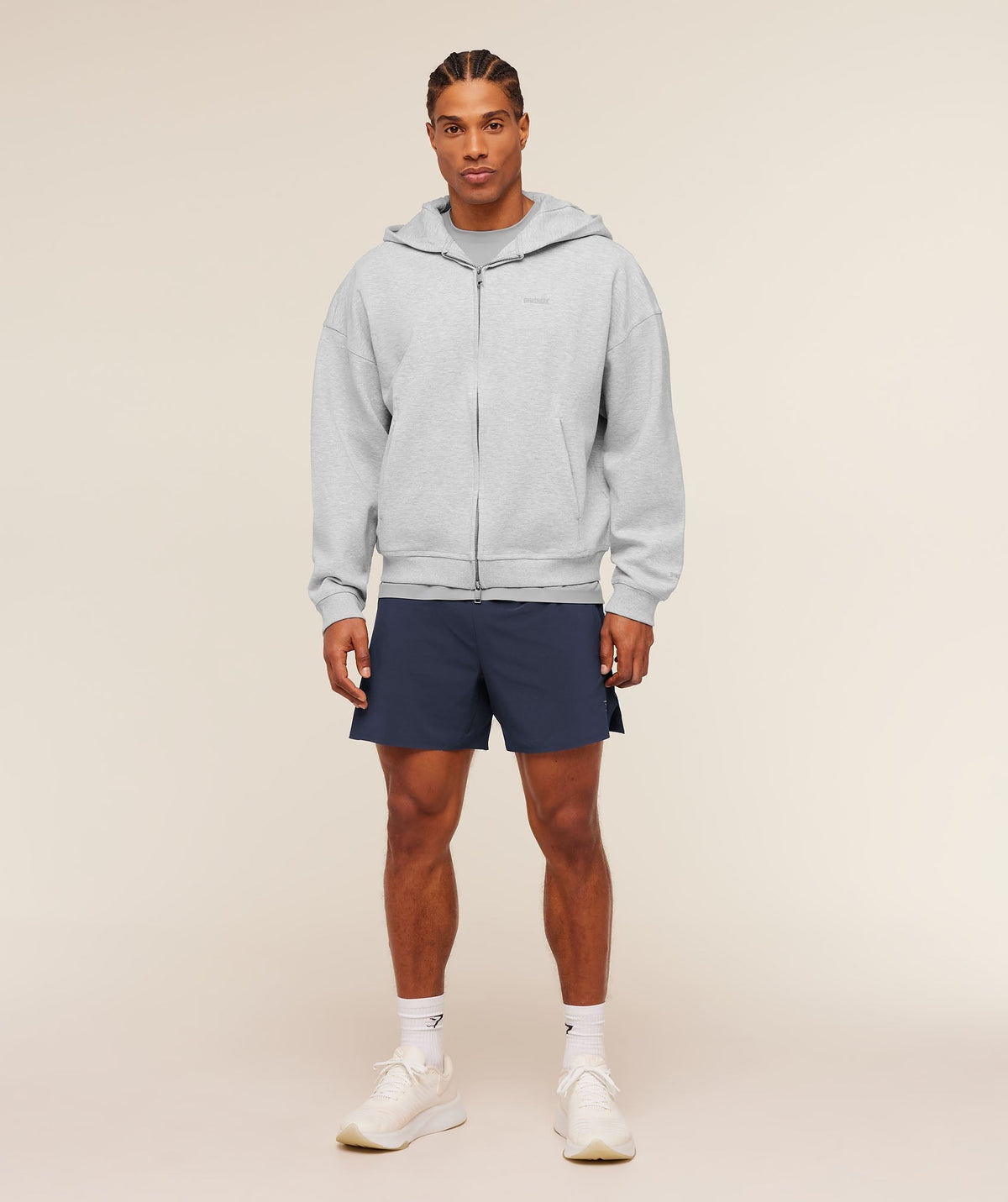Gymshark Evolve Lightweight Zip Through Hoodie - Soft Grey Marl