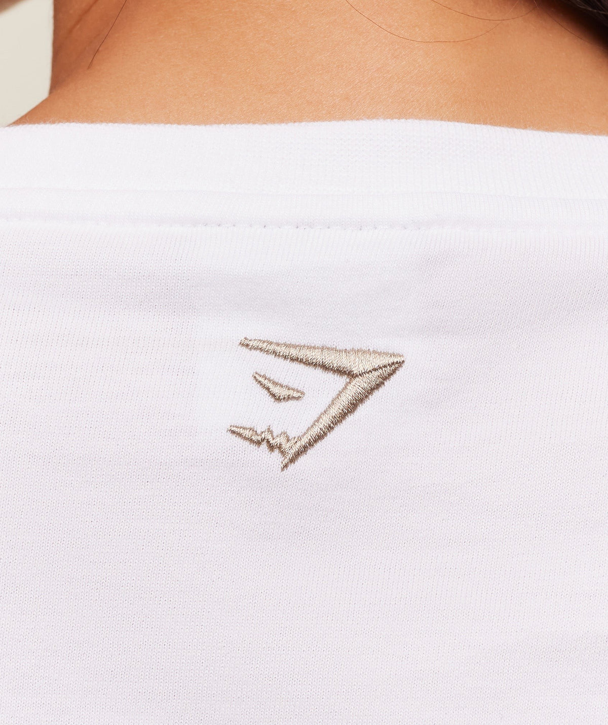 Gymshark Fitness Embroidered Graphic Oversized Crop Top - White