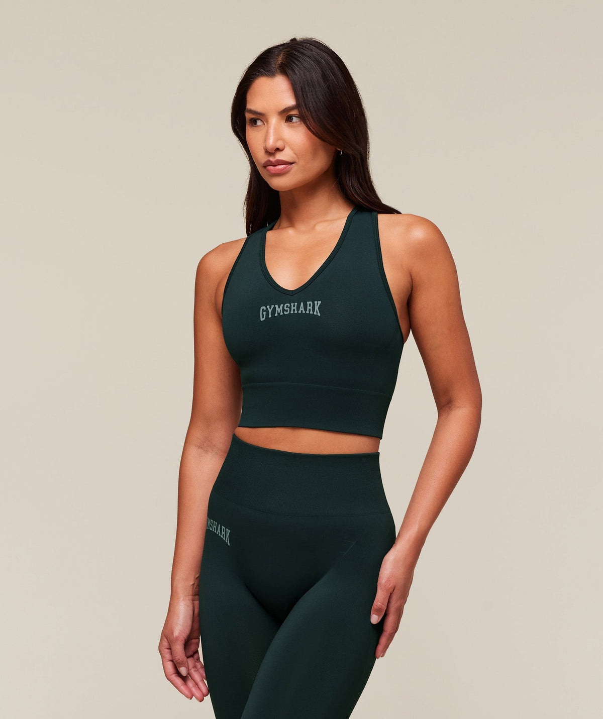 Gymshark Everyday Seamless Graphic Crop Tank - Darkest Teal