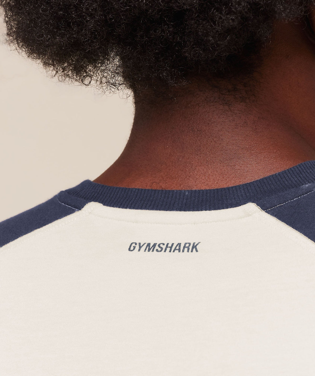 Gymshark Retro Collegiate 3/4 Sleeve Tee - Tinted White/Heavy Blue