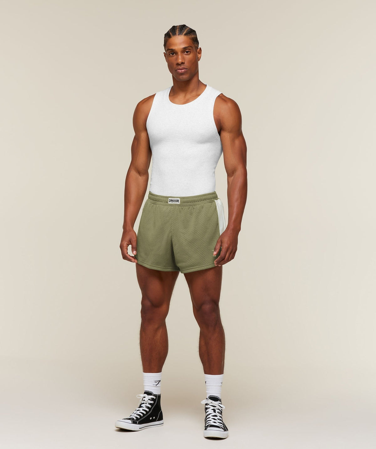 Gymshark Lifting Icons 3" Shorts - Grounded Green/Soft White
