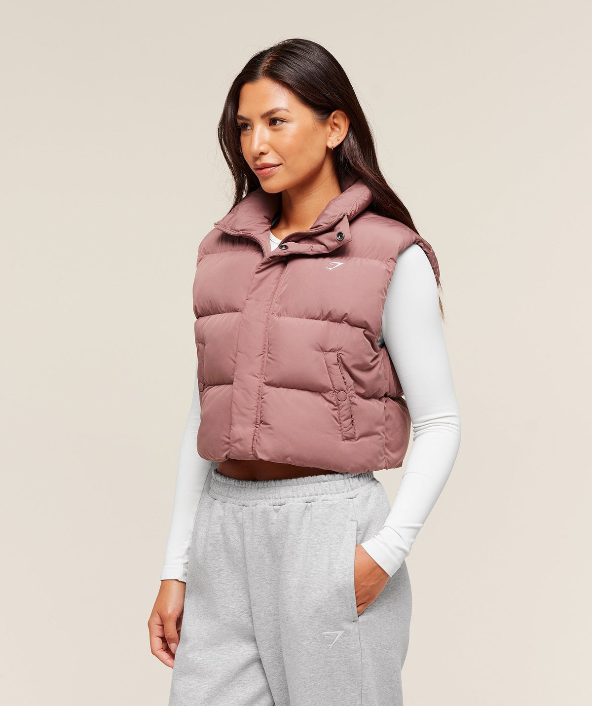 Gymshark Cropped Midi Gilet - Brick Brown