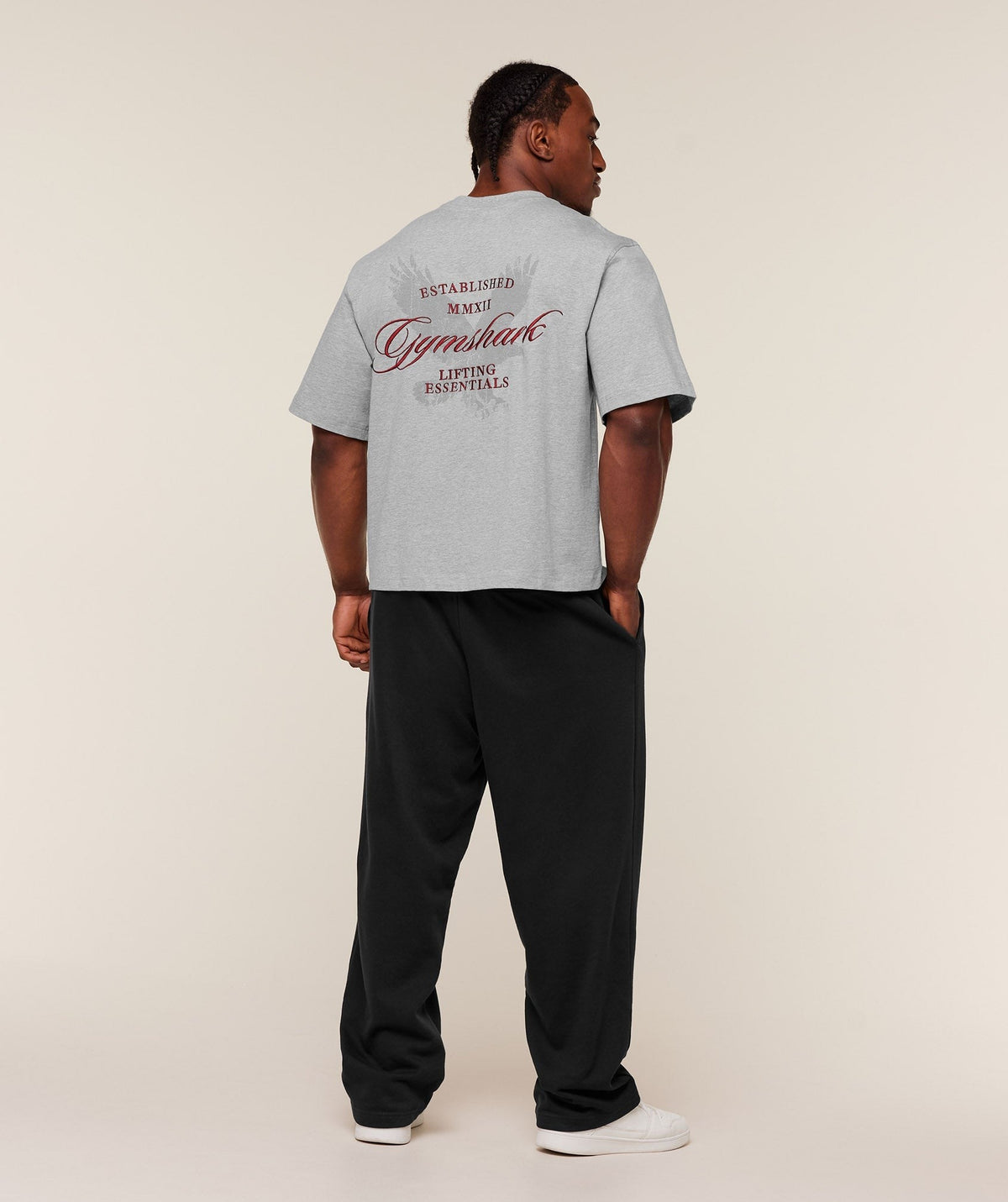Gymshark Eagle Script Graphic Tee - Light Grey Core Marl