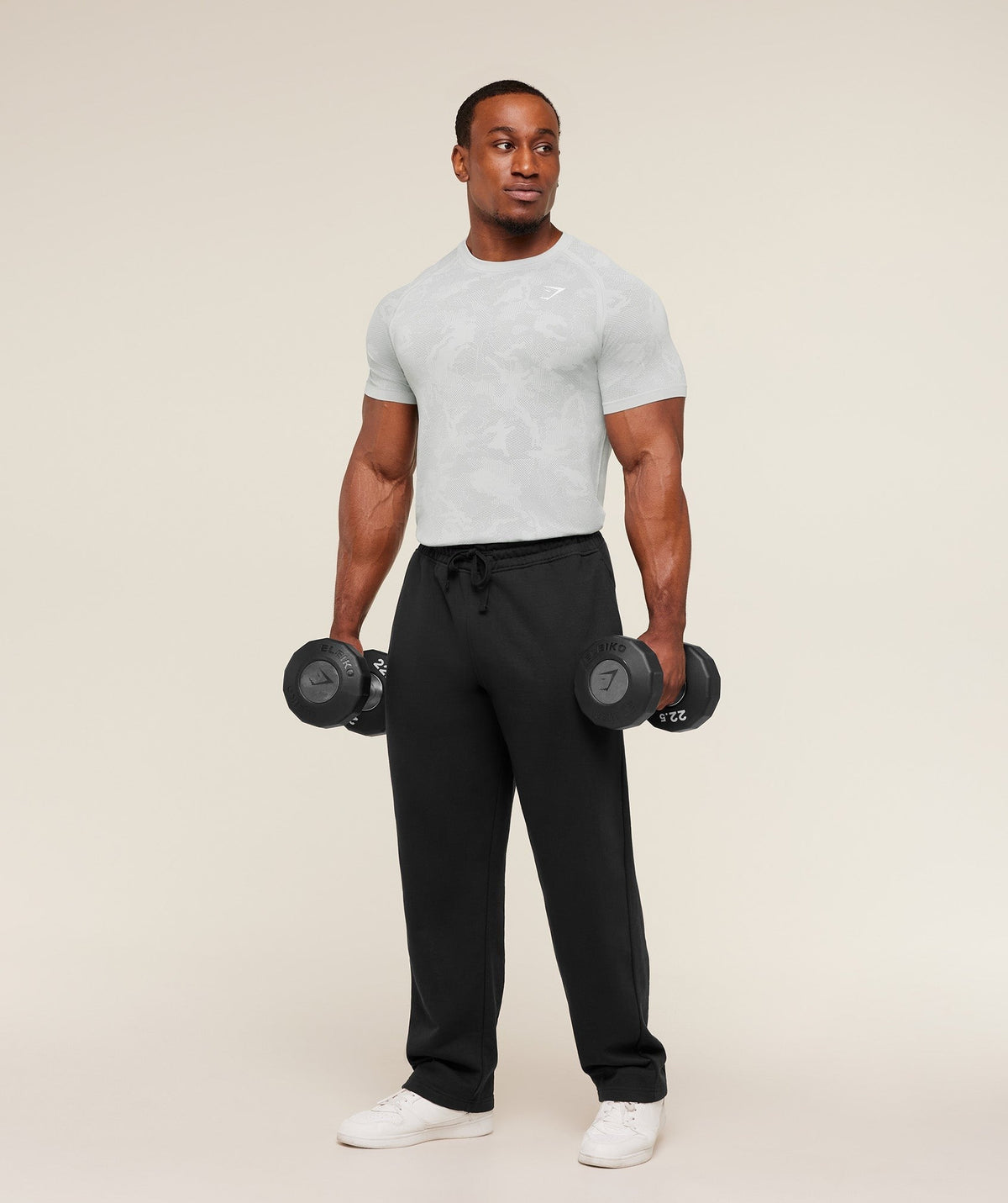 Gymshark Geo Seamless Tee - Light Grey/Smokey Grey