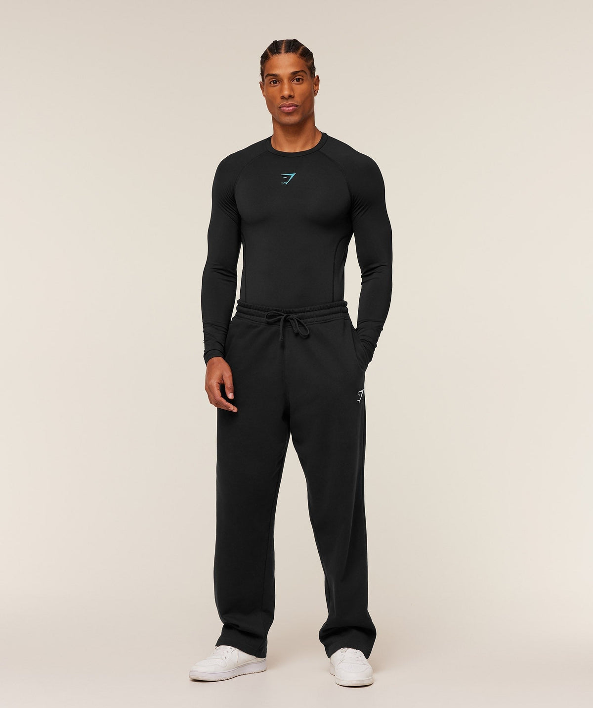 Gymshark Element Baselayer Long Sleeve Tee - Black/Brand Blue