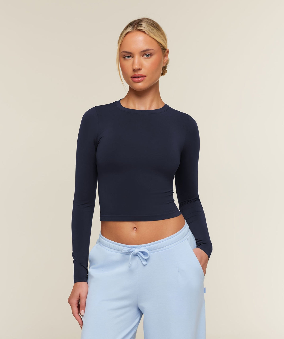 Gymshark FeatherFormTM Long Sleeve Tee - Heavy Blue