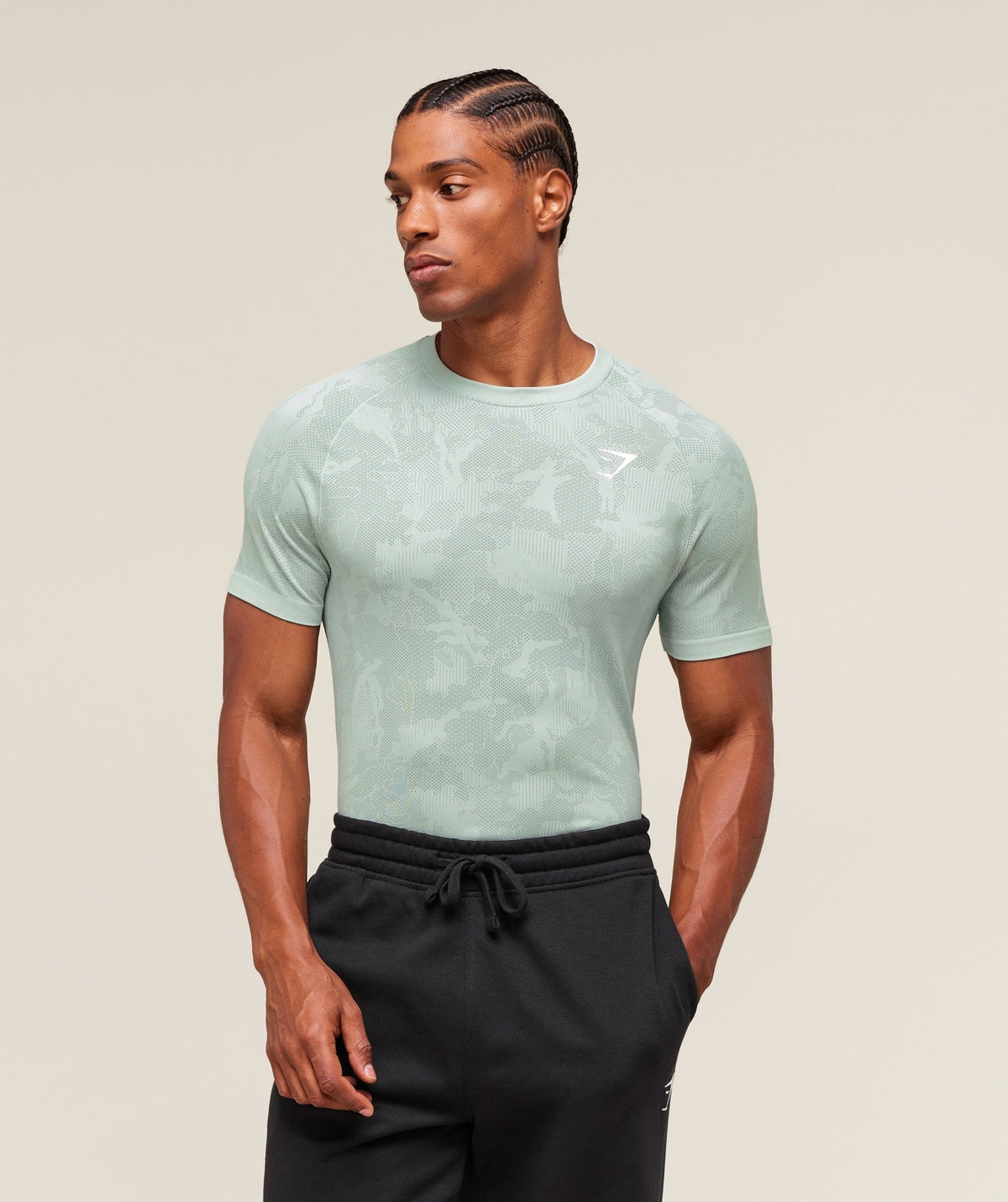 Gymshark Geo Seamless Tee - Morning Blue/Celeste Blue