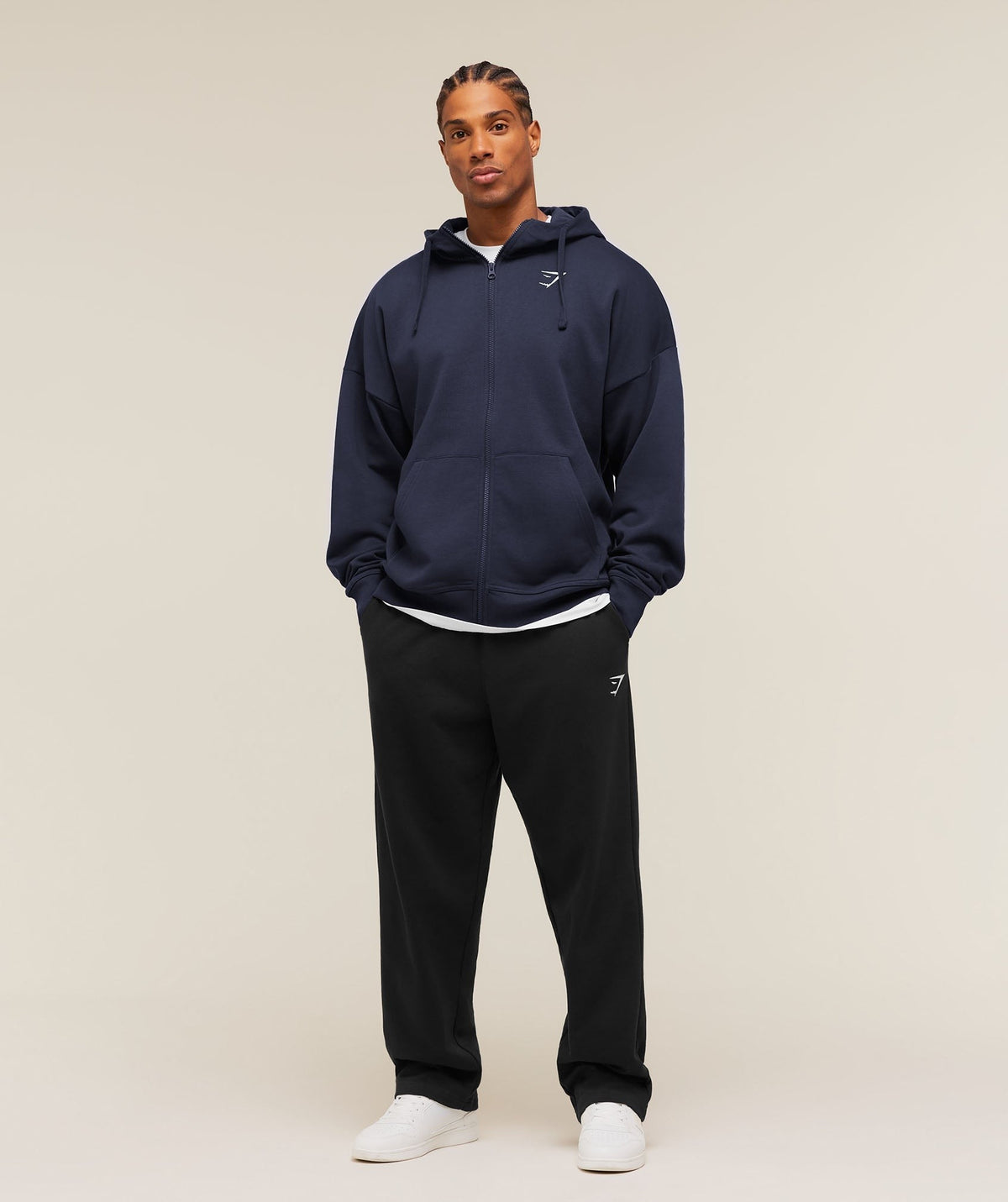 Gymshark Essential Oversized Zip Up Hoodie - Heavy Blue