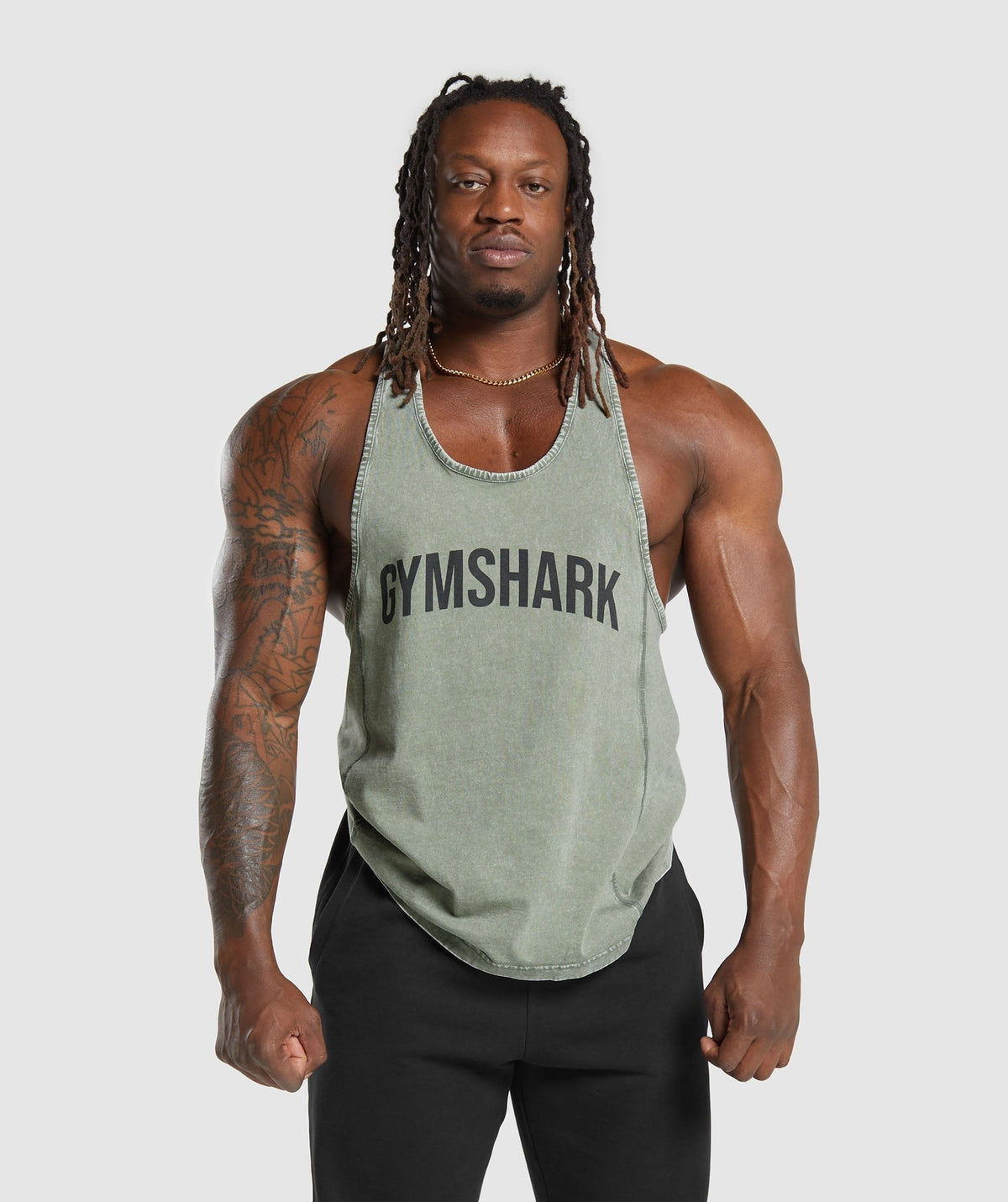 Gymshark Power Washed Stringer - Dusk Green/Acid Wash Small Ball