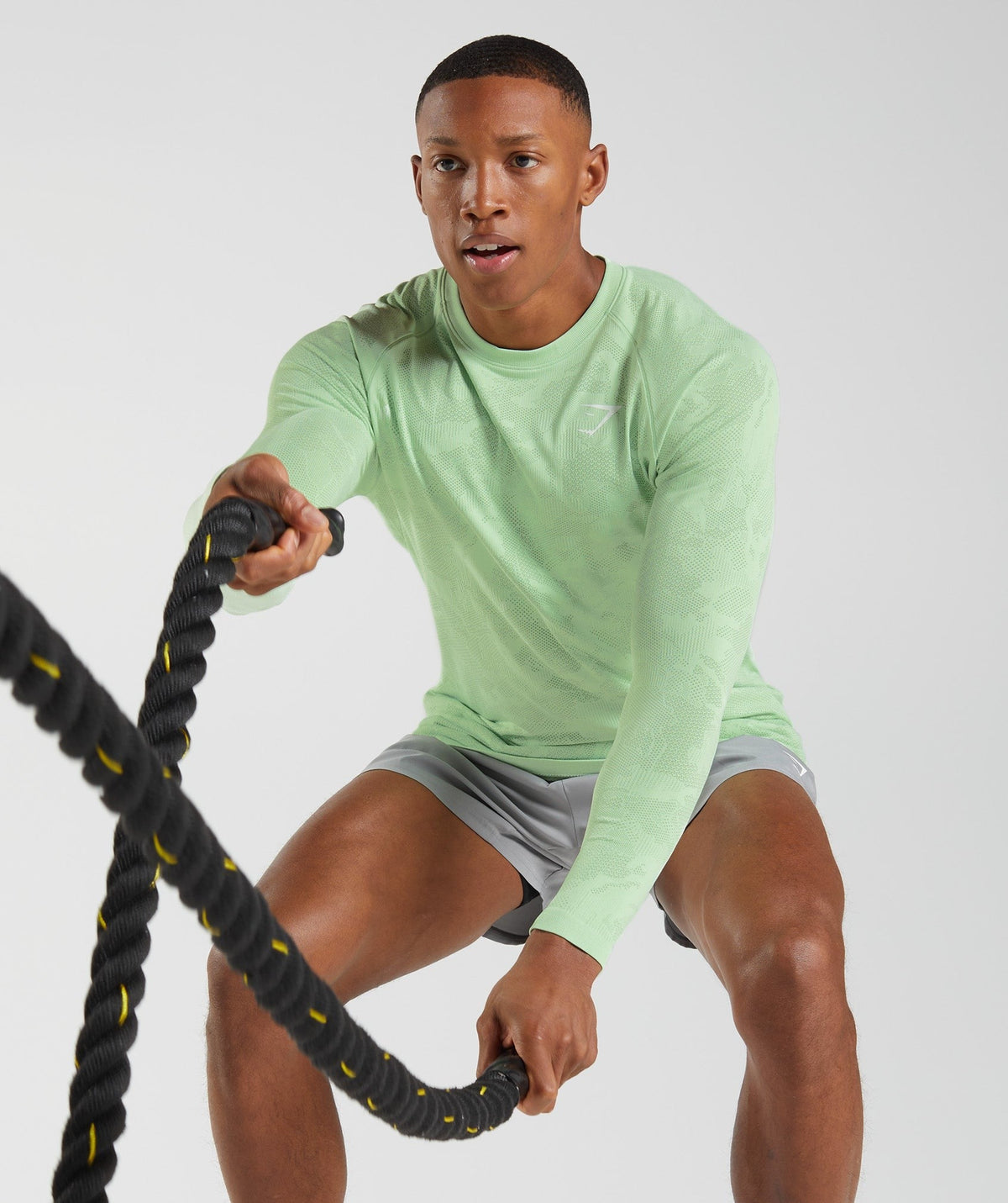 Gymshark Geo Seamless Long Sleeve Tee - Aloe Green/Tea Green