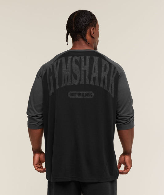 Gymshark 1/3 LS Graphic Tee - Metal Grey/Black