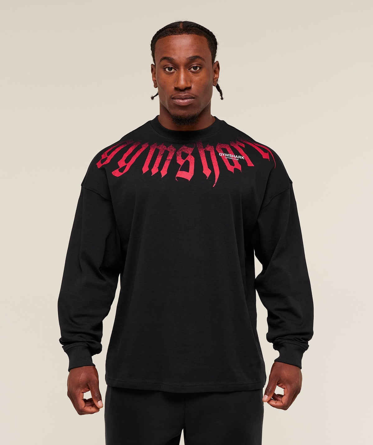 Gymshark Fade Graphic Long Sleeve Tee - Black