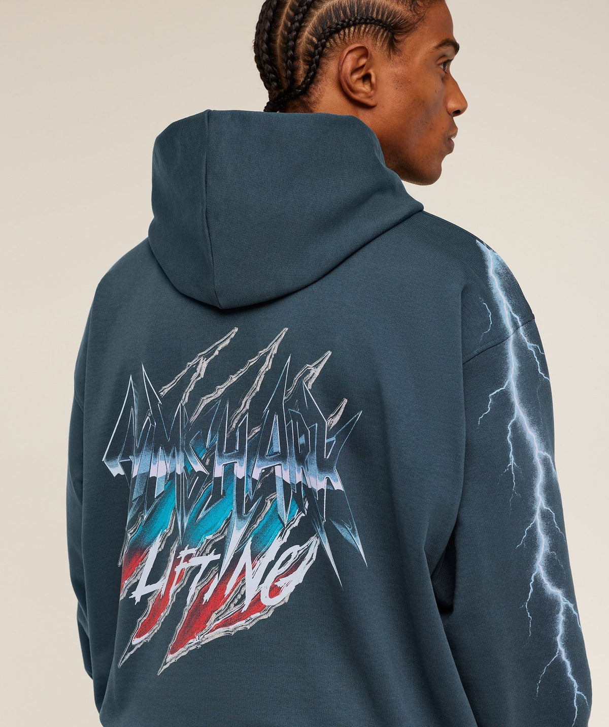 Gymshark Eagle Band Style Graphic Hoodie - Stealth Blue
