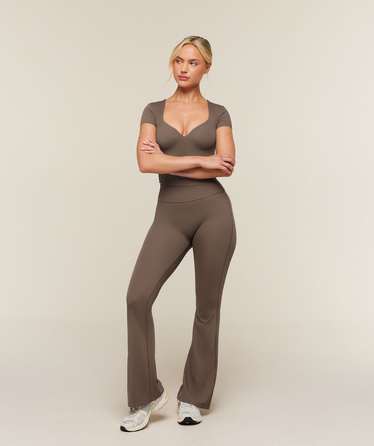 Gymshark Shape Bonded Flared Leggings - Soft Brown