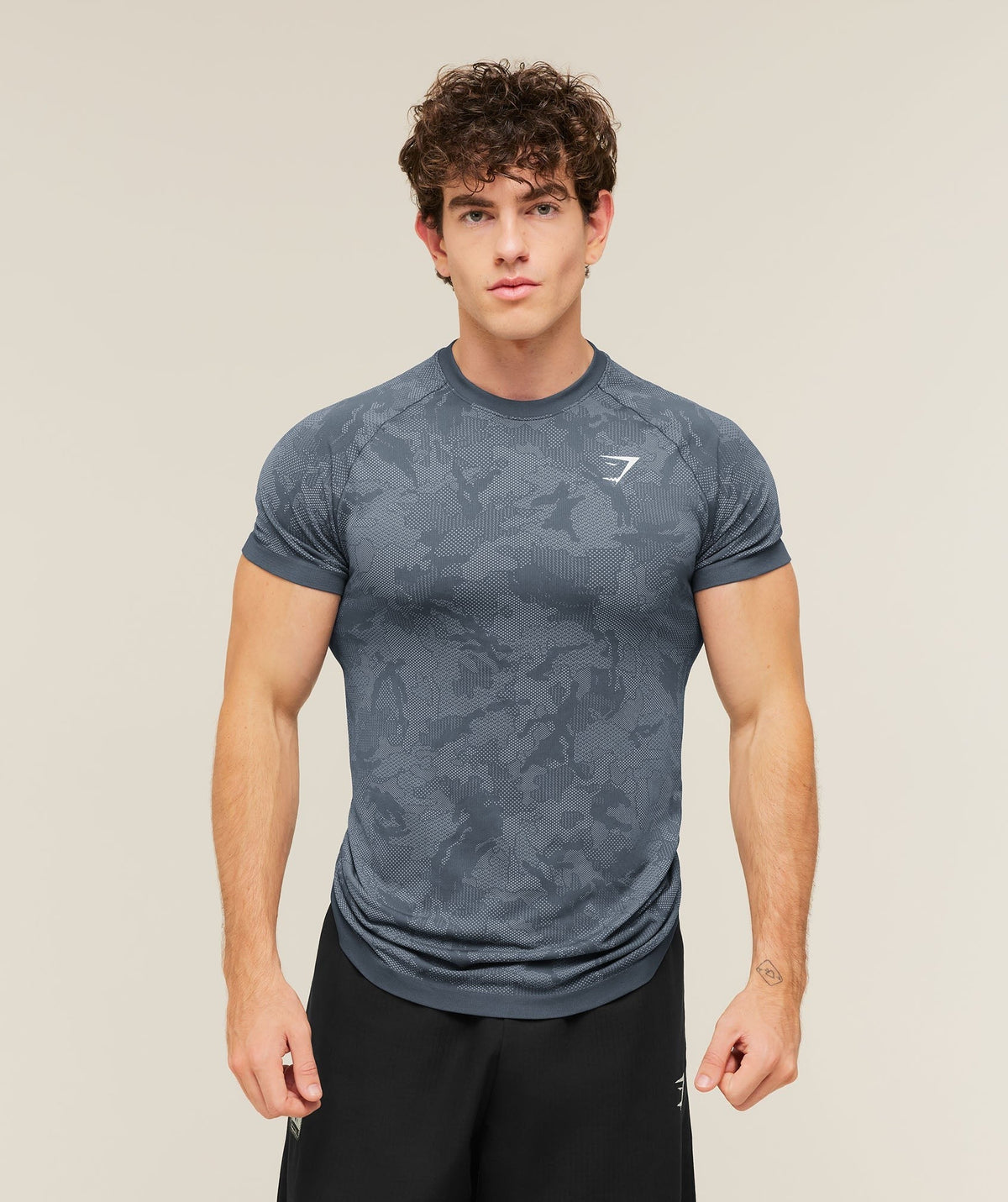 Gymshark Geo Seamless Tee - Shadow Blue/Tranquil Blue
