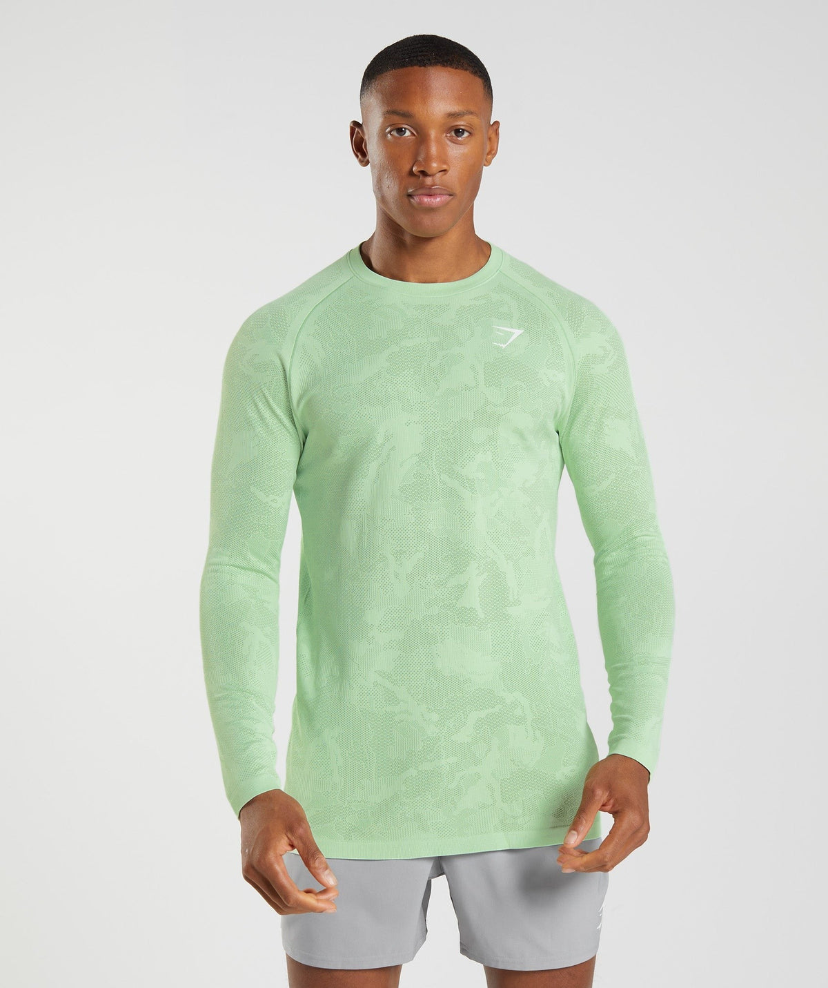 Gymshark Geo Seamless Long Sleeve Tee - Aloe Green/Tea Green