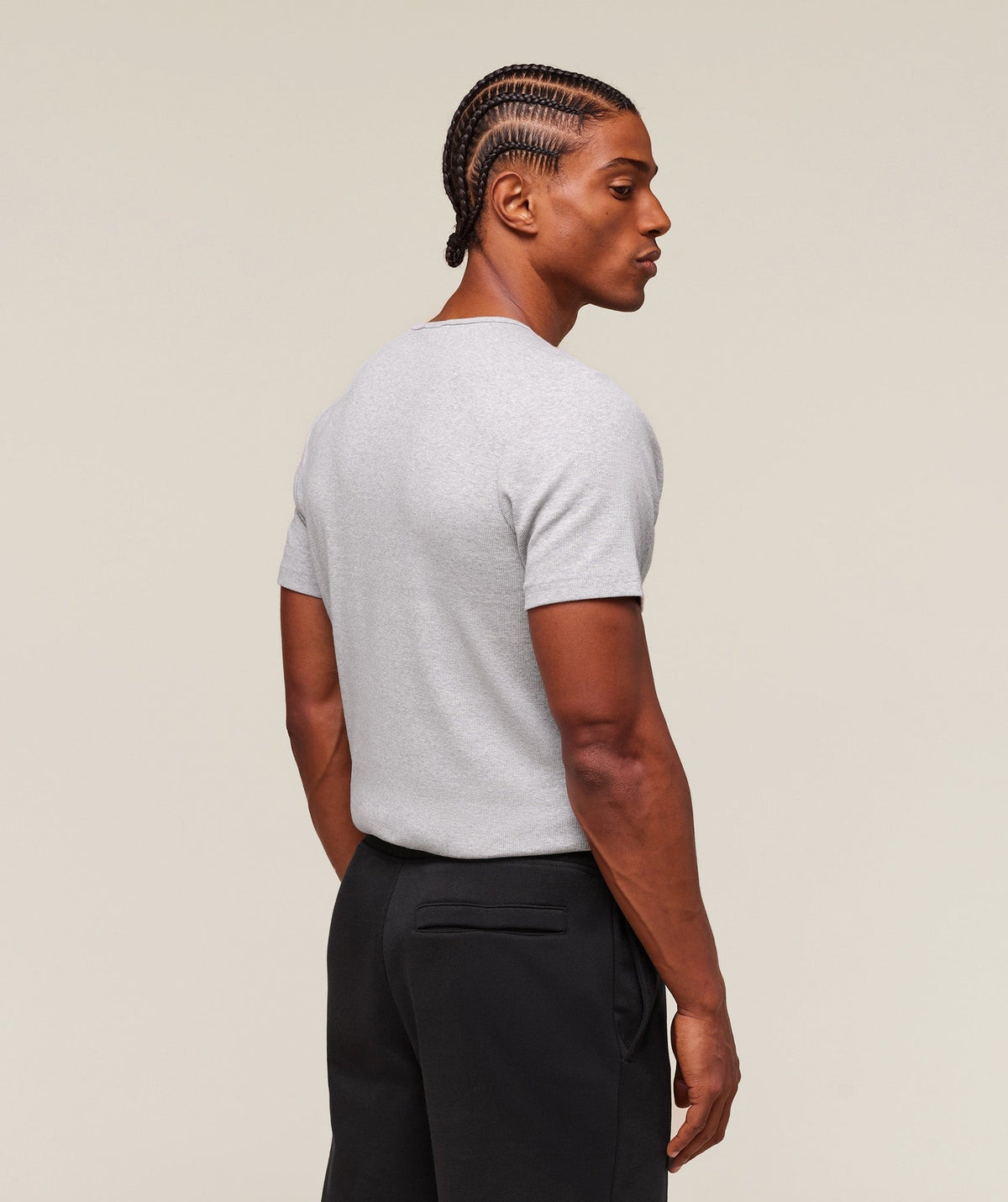 Gymshark Premium Ribbed Tee - Light Grey Core Marl