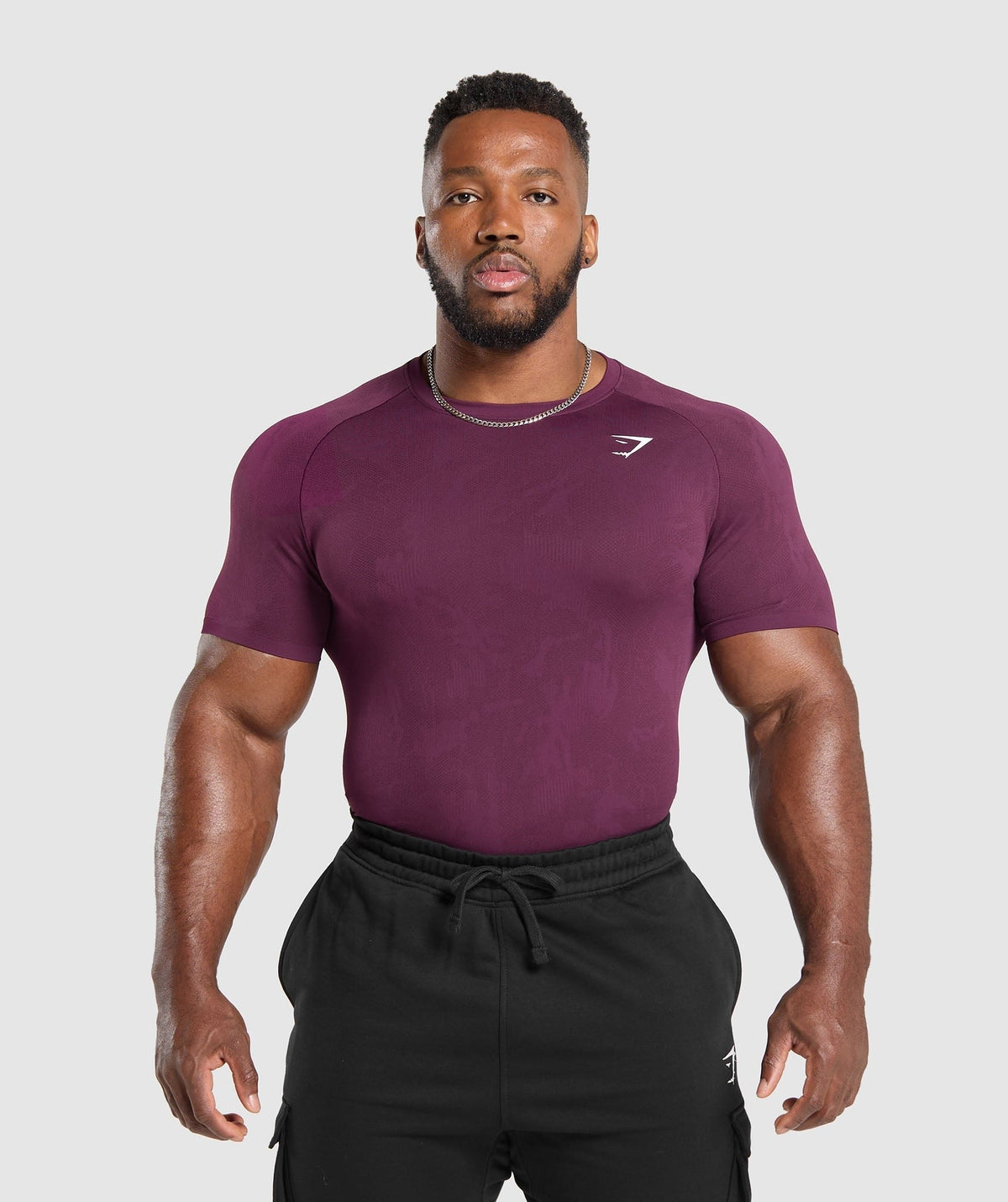 Gymshark Geo Seamless Tee - Magenta Purple/Depth Purple