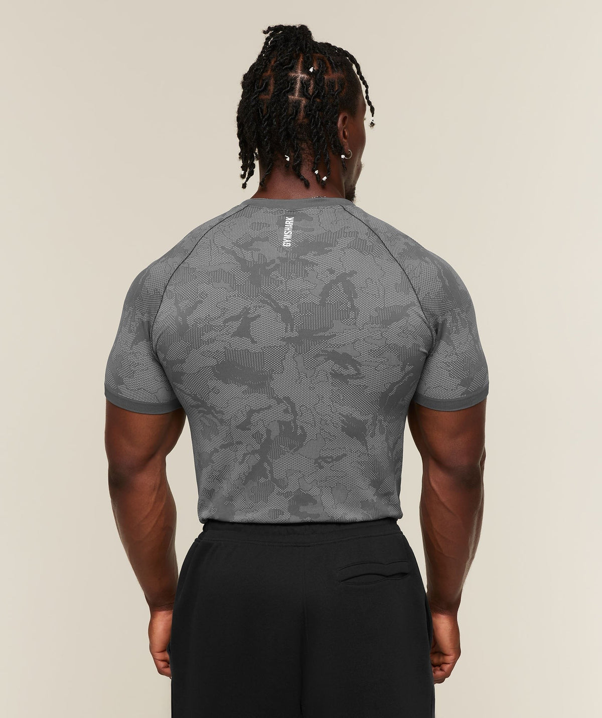 Gymshark Geo Seamless Tee - Dark Grey/Mist Grey