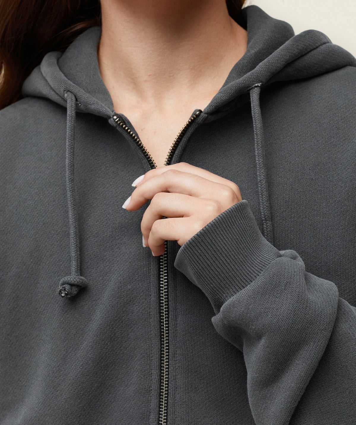 Gymshark Comfort Cropped Full Zip Hoodie - Black/Pigment Garment Dye + Wash